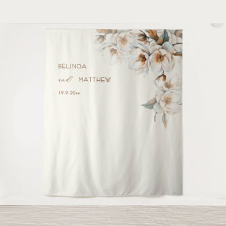 Künstlerisch Elfenbein Floral Elfenbein | Hochzeit Wandteppich