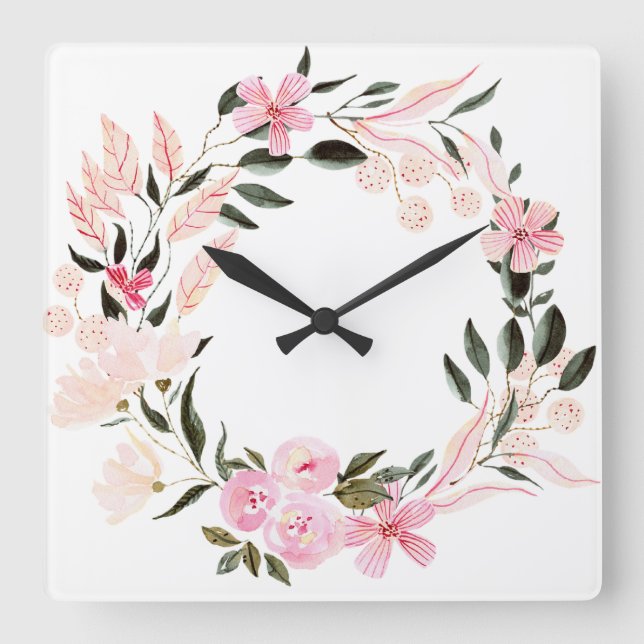 Künstlerisch farbenfrohe Wanduhr pinkfarben (Vorderseite)