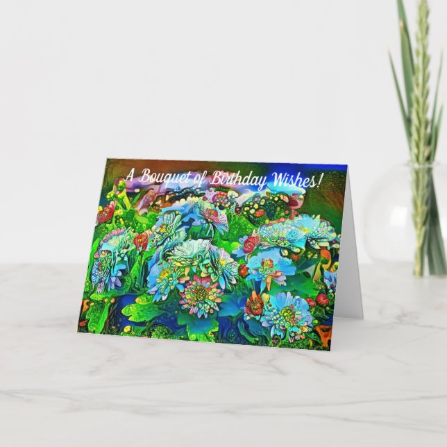 Künstlerisch Garden Birthday wünscht Geburtskarte Karte (Vorderseite)