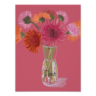 Künstlerisch Gerbera Farbenfrohe Blume +Individuel Fotodruck