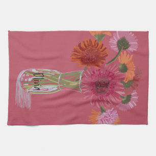 Künstlerisch Gerbera Farbenfrohe Blume +Individuel Geschirrtuch