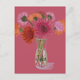 Künstlerisch Gerbera Farbenfrohe Blume +Individuel Postkarte