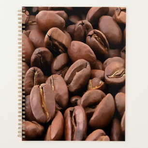 Künstlerisch geröstete Kaffeebohnen Planer