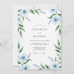 Künstlerisch gestaltete Azure-Blatt-Hochzeit Einladung