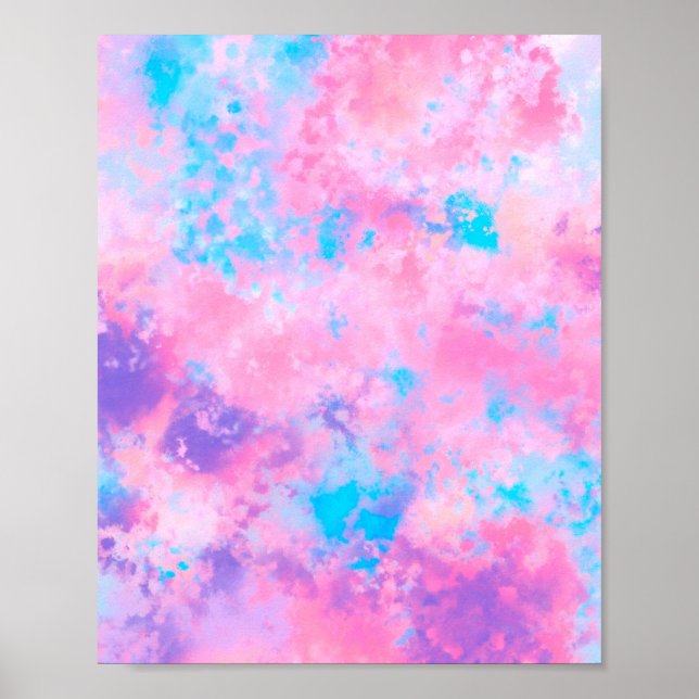 Künstlerisch Girl Pink Blue Abstrakt Paint Spritze Poster (Vorne)