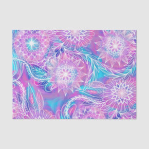 Künstlerisch Girly Lila Aqua Floral Gezeichnet Ill Seidenpapier