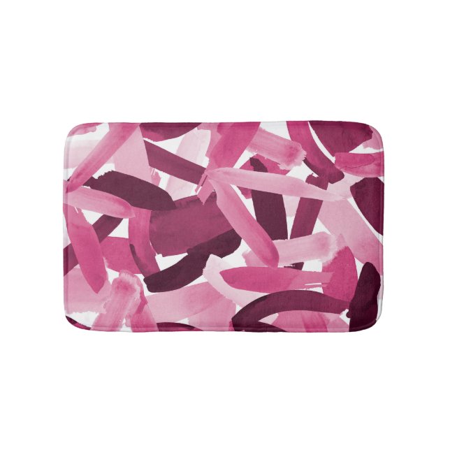 Künstlerisch Girly Pink Burgundy Brushstroke Colla Badematte (Vorderseite)