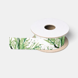 Künstlerisch grüne Wasserfarbe Handgemalter Baum Satinband