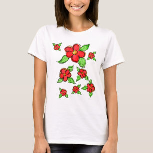 Künstlerisch leuchtend rote Blüten T-Shirt