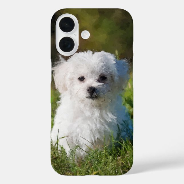 Künstlerisch maltesischer Welpenhundemaler iPhone 16 Hülle (Rückseite)