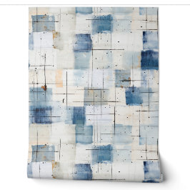 Künstlerisch marineblaue Indigo Collage Papier Tex Tapete