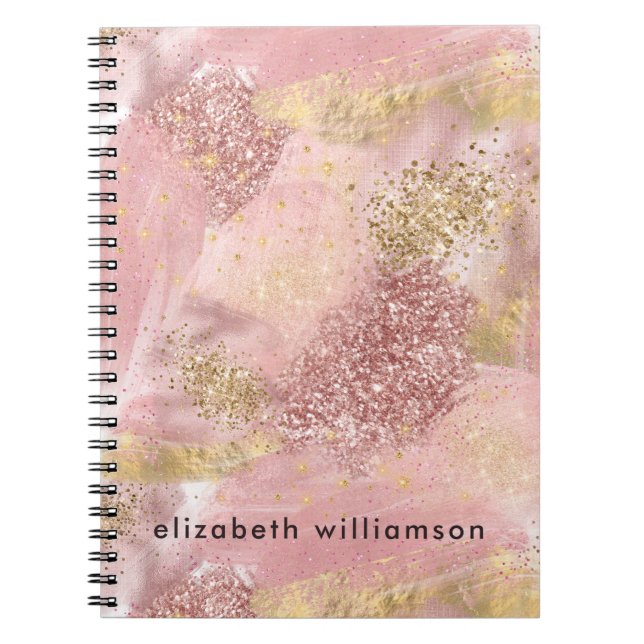 Künstlerisch Modern Abstrakt Blush Pink Glitzer Pa Notizblock (Vorderseite)