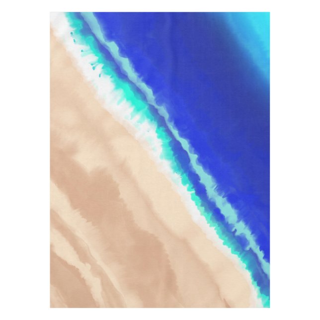 Künstlerisch Modern Blue Aquamarin Sandstrand Wass Tischdecke (Vorderseite)