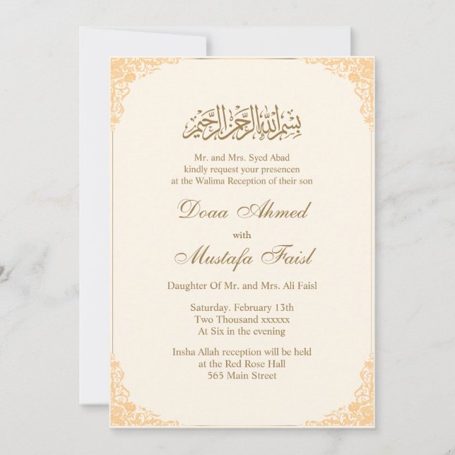 Künstlerisch moslemische Hochzeiten laden ein Einladung (Vorderseite)