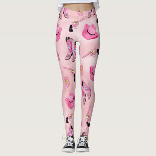 Künstlerisch Niedlich Girl Pink Aquamarin Cowgirl  Leggings