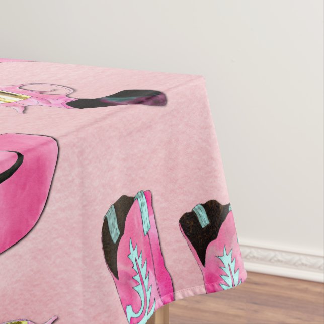 Künstlerisch Niedlich Girl Pink Aquamarin Cowgirl  Tischdecke (Beispiel)