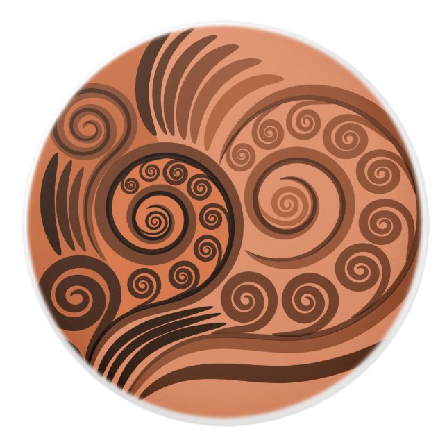 Künstlerisch Orange Curly Wirbel Keramik Knoblauch Keramikknauf (Vorderseite)