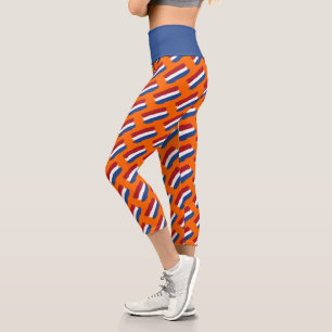 Künstlerisch Red White Blue Abstrakt Dutch Flag-M Capri Leggings