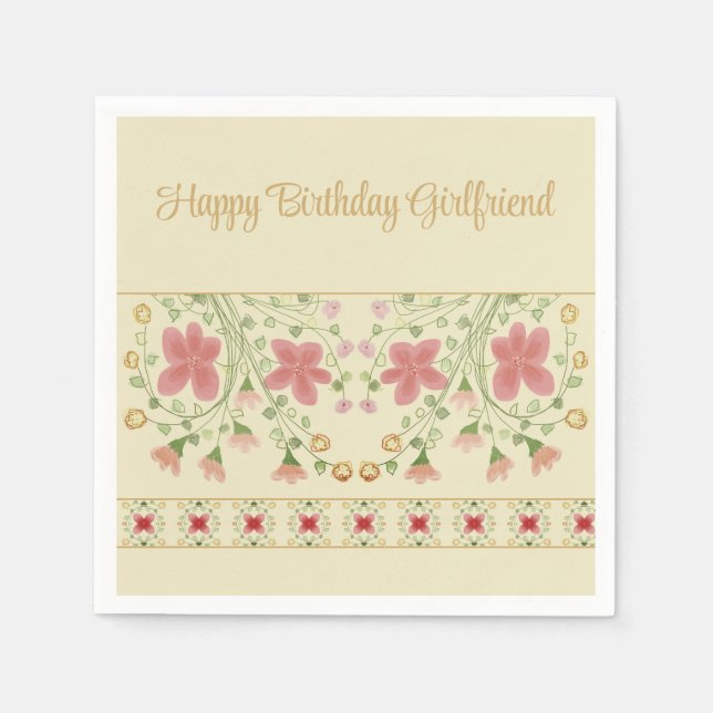 Künstlerisch rosa Floral Serviette (Vorderseite)