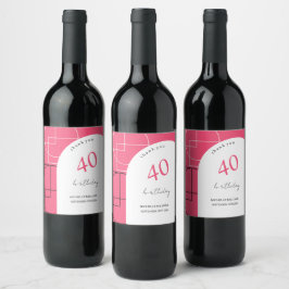 Künstlerisch rosa Geo Modern Weinetikett