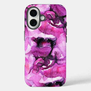 Künstlerisch rosa lila moderne Aquarellfarben Blum iPhone 16 Hülle