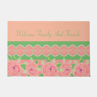 Künstlerisch rosa Rosenblütenmatte Fußmatte