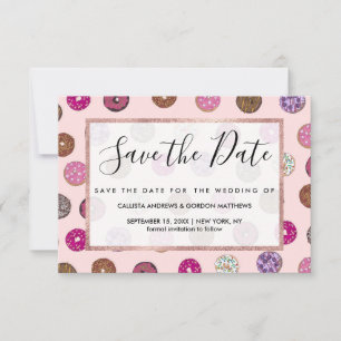Künstlerisch rosa Sprinkle Donuts Wasserfarbmuster Save The Date