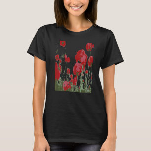 Künstlerisch rote Blume des Sammlungsvektors T-Shirt