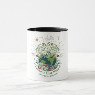 Künstlerisch "Schützt unseren Planeten" Vintage Fl Tasse
