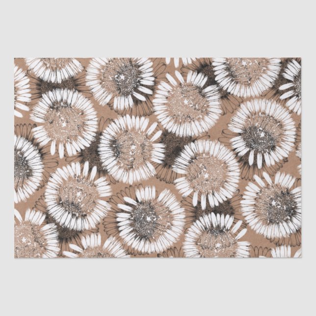 Künstlerisch schwarz und weiß Tinte Daisy Kraft Pa Seidenpapier (Vorderseite)