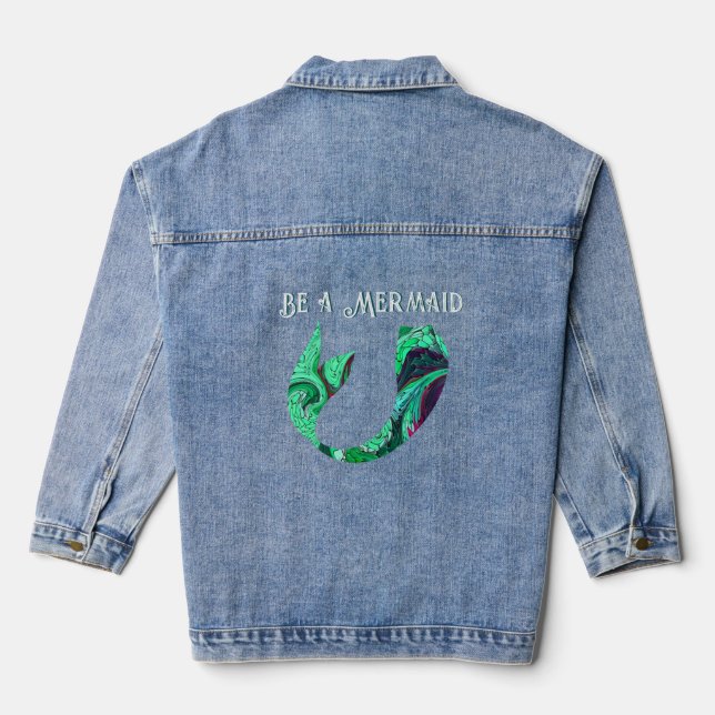Künstlerisch Sei ein Meerjungfrau Fisch Schwanz Jeansjacke (Rückseite)