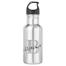Künstlerisch skizzierter Monogrammname Niedlich Edelstahlflasche