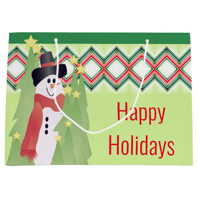 Künstlerisch Snowman Designed Große Geschenktüte (Vorderseite)