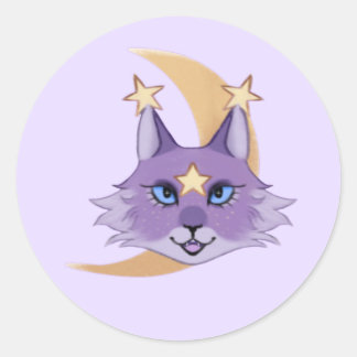 Künstlerisch Star Cat Whimsigoth Runder Aufkleber