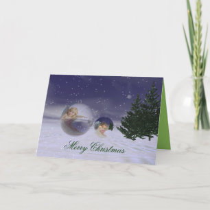 Künstlerisch surrealistische Baubles Weihnachtskar Feiertagskarte