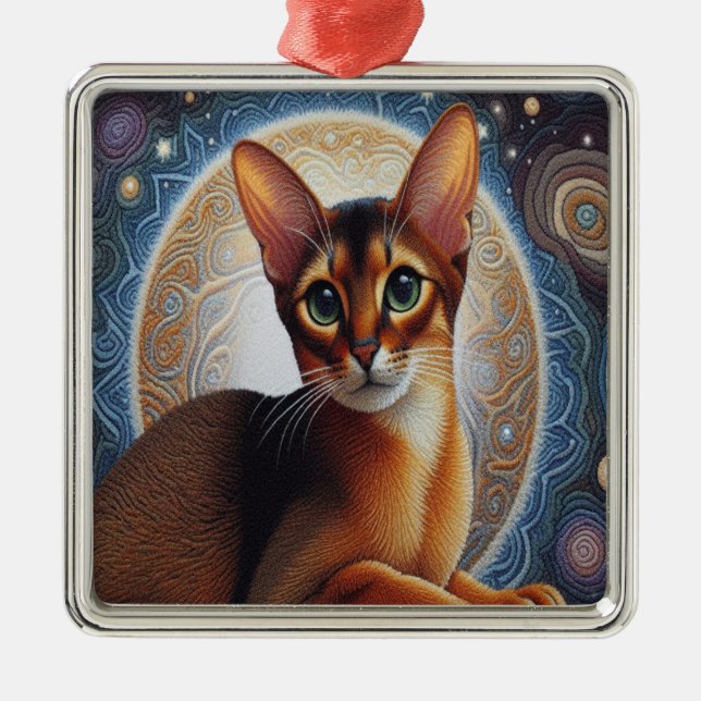 Künstlerische Abessinienkatze, moderne abessinisch Ornament Aus Metall (Vorne)