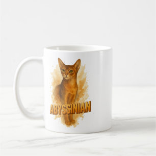 Künstlerische Abessinier Cat Illustration Wasserfa Kaffeetasse