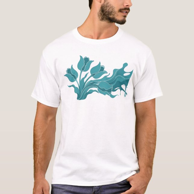 Künstlerische ABSTRACTE BLUMEN Statement-Design T-Shirt (Vorderseite)