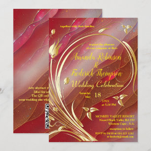 Künstlerische abstrakte Gold Blume Magenta 2023 Fa Einladung