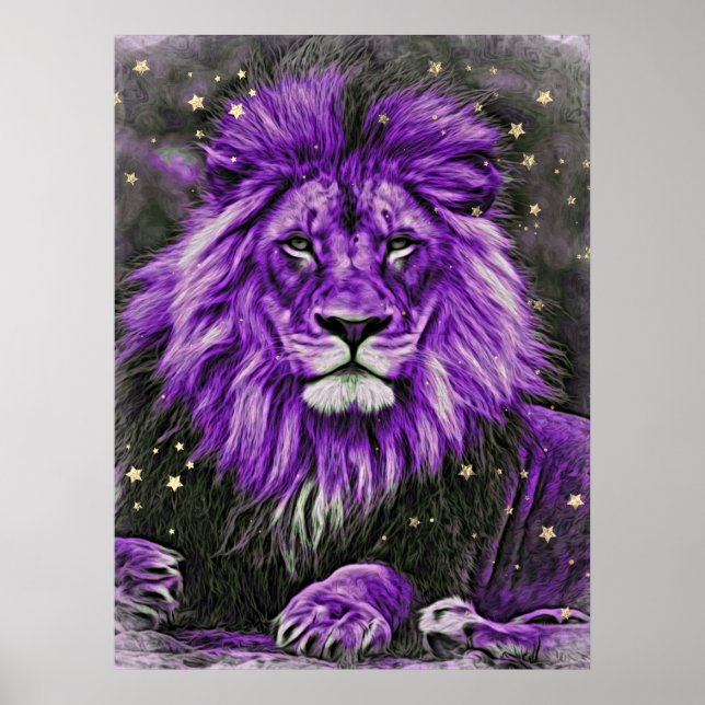 *~* Künstlerische Abstrakte kühne Celestial LION A Poster (Vorne)
