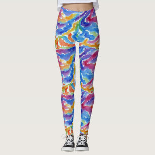 Künstlerische abstrakte Regenbogen-Wasserfarben-St Leggings