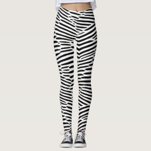 Künstlerische Abstrakte Schwarz-Weiß-Linien Leggings