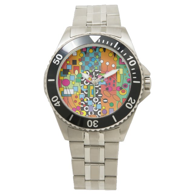 Künstlerische Abstrakte Uhr mehrfarbig (Vorderseite)
