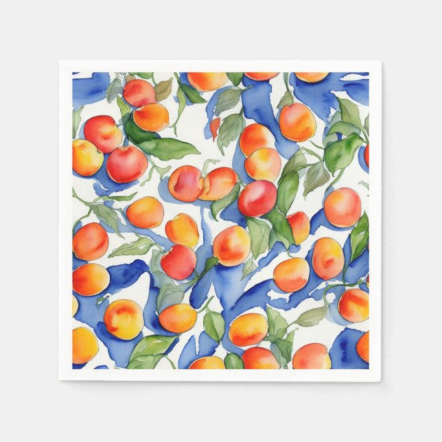 Künstlerische Aprikosen Obst Wasserfarben Muster Serviette (Vorderseite)