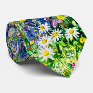 Künstlerische Aquarell-Wildblumen Krawatte