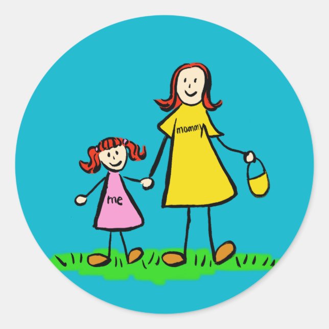 Künstlerische Aufkleber für Mutter und Tochter (Vorderseite)