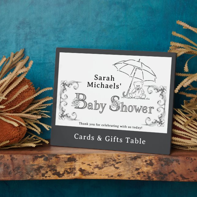 Künstlerische Babyduschkarte und Geschenktafel Fotoplatte (Seite)
