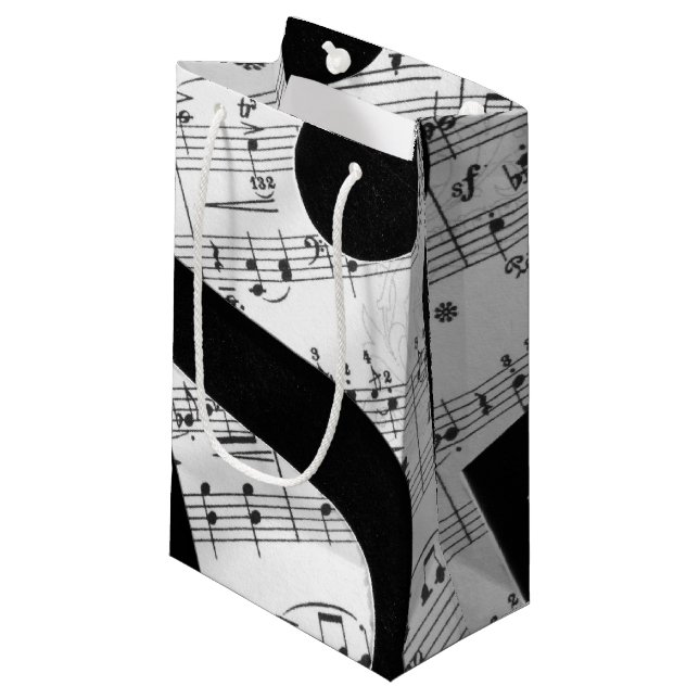 Künstlerische Blatt-Musik Kleine Geschenktüte (Vorderseite Schrägansicht)