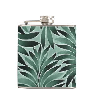 Künstlerische Blätter Aqua Gray Farbschema Flachmann