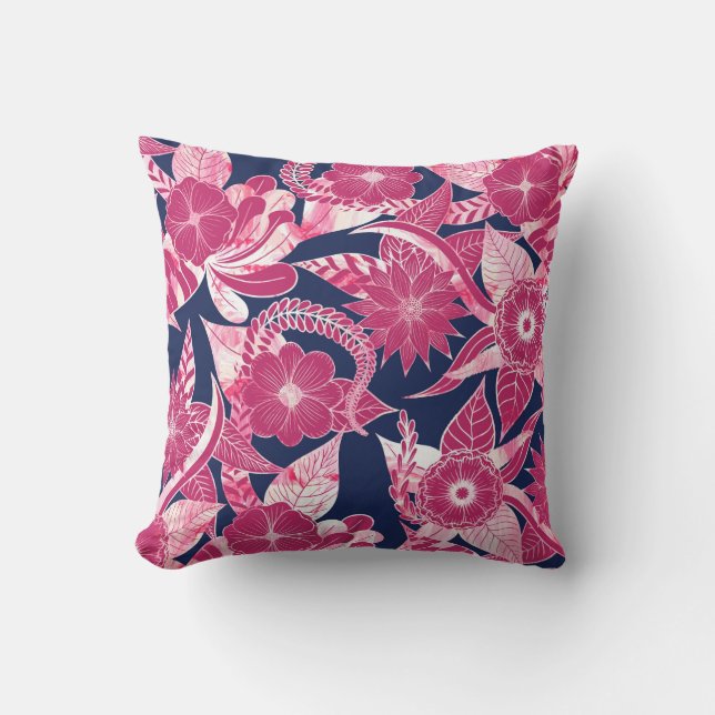 Künstlerische Blätter der Fuschia Navy mit Akrylfl Kissen (Vorderseite)